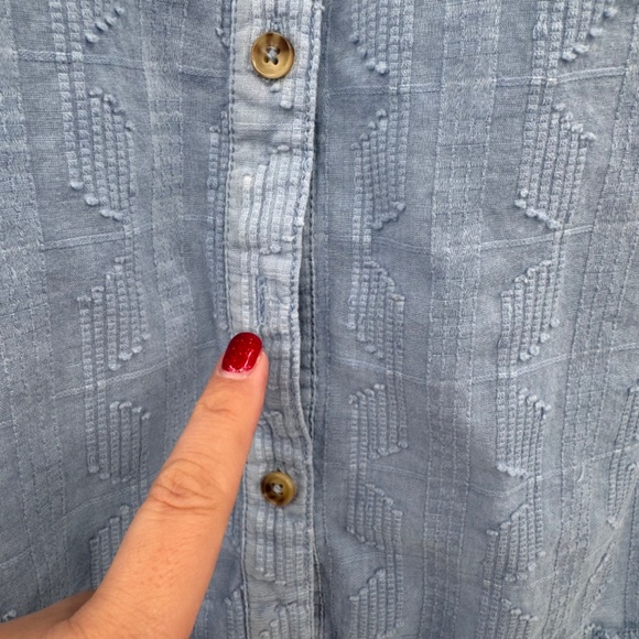 Pilcro Anthropologie Top Women Large Blue Button Up Long Sleeve Western Boho - Picture 2 of 10